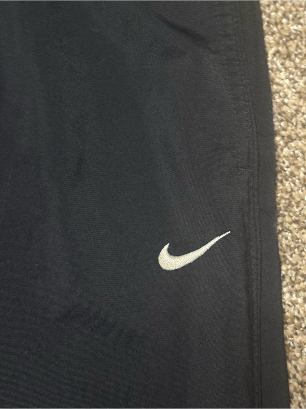 Nike Black Men’s Medium Track Pants with White Swoosh - Picture 5 of 16
